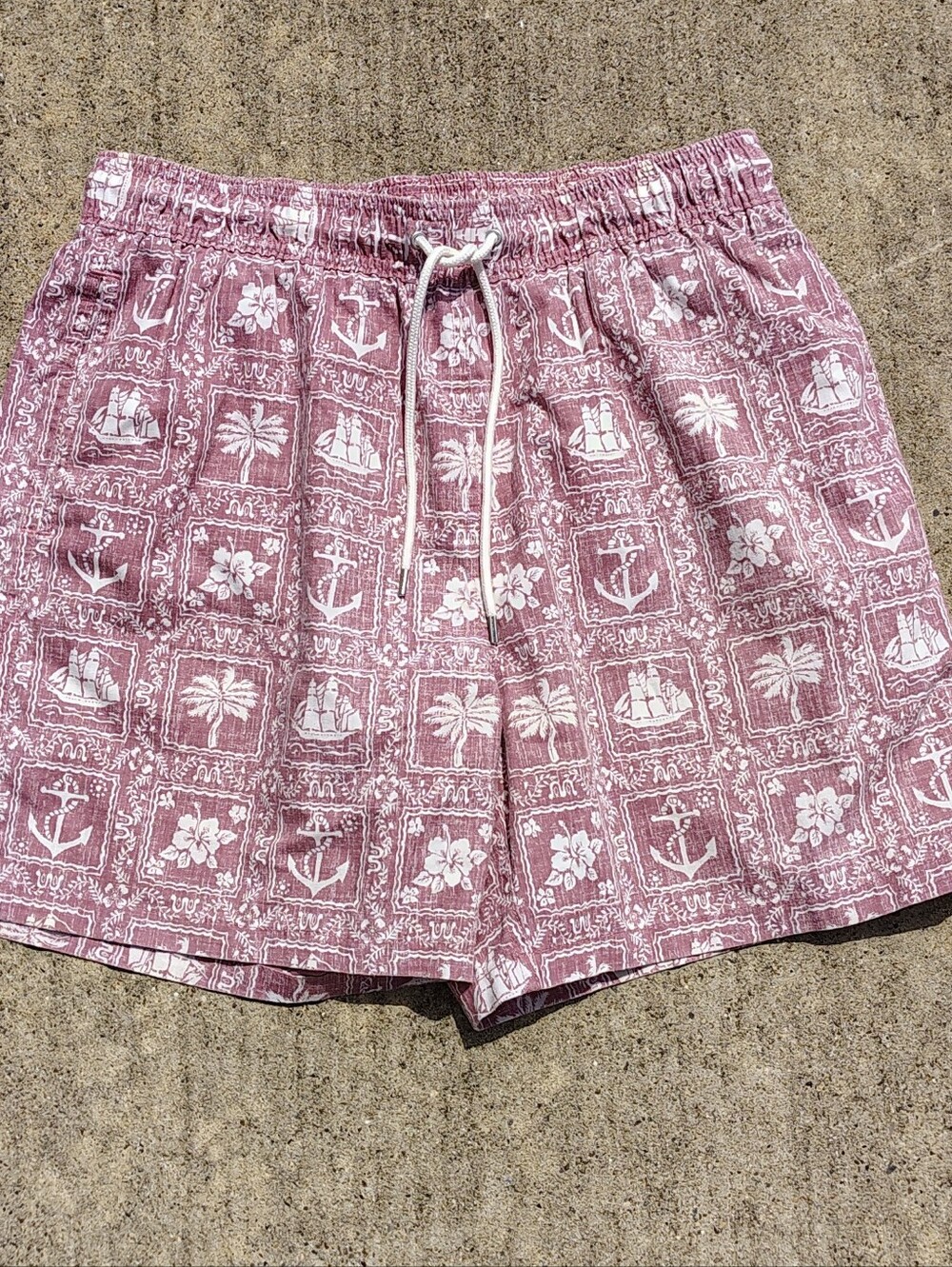 Brooks Brothers x Reyn Spooner "Easy Shorts" swim trunks Lahaina dusty pink sz M